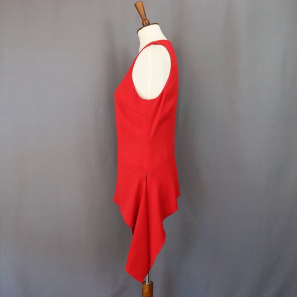 Cushnie Et Ochs 10 Holiday Red Asymmetrical Hem Tank Top Blouse - Picture 4 of 12